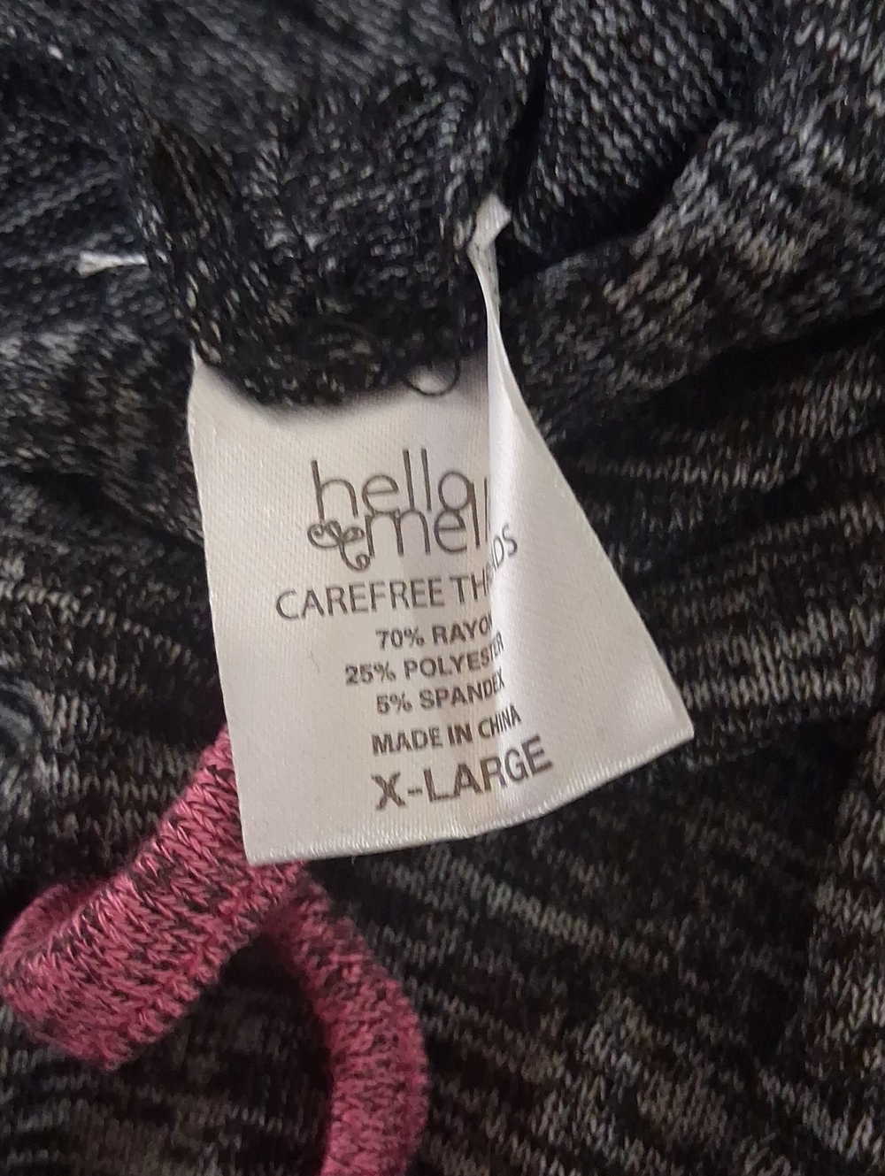 NWT Hello Mello Women Cozy Charcoal Cowl-Neck Sweater with Pink Accents Size XL - Picture 6 of 7